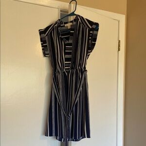 Monteau White and Blue Flutter Sleeve Sundress